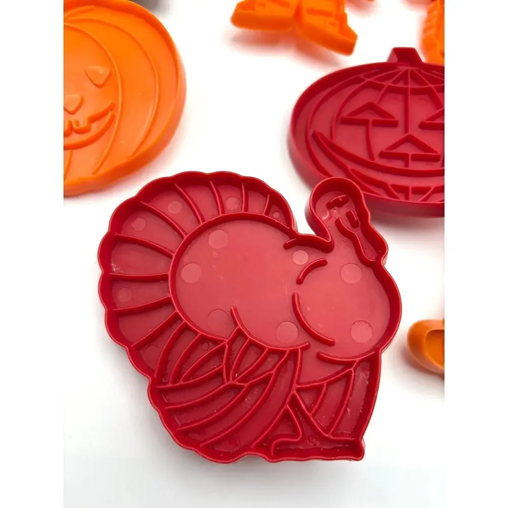 Vintage 1980s Fall Plastic Cookie Cutters Lot of 7 Hutzler & Tupperware Brands